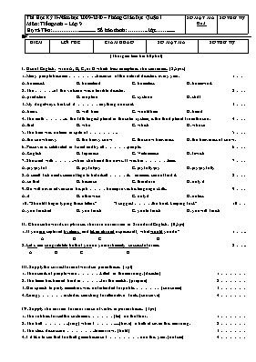 Đề kiểm tra học kì II Tiếng anh lớp 9 - Đề 3 - Năm học 2009-2010 - Phòng GD & ĐT Quận 1