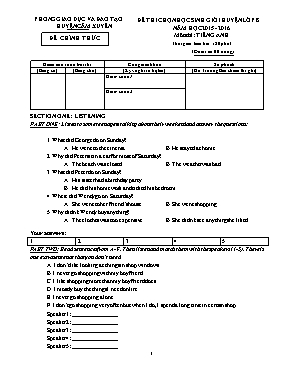 Đề thi chọn học sinh giỏi huyện Tiếng anh lớp 8 - Năm học 2015-2016 - Phòng GD & ĐT huyện Cẩm Xuyên