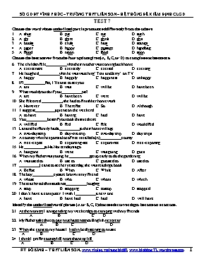Đề thi chọn học sinh giỏi Tiếng anh lớp 9 - Đề số 7 - Trường THCS Liễn Sơn