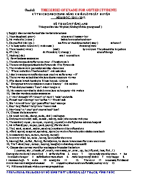 Đề thi chọn học sinh năng khiếu cấp huyện Tiếng anh lớp 8 - Năm học 2011-2012