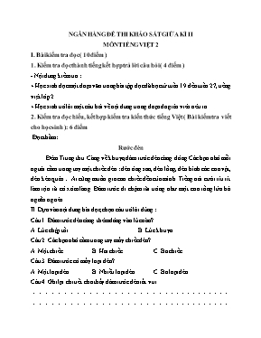 Đề thi khảo sát giữa học kì II môn Tiếng việt lớp 2