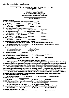 Đề thi tuyển sinh lớp 10 THPT môn Tiếng anh - Năm học 2010-2011 - Sở GD & ĐT Tây Ninh