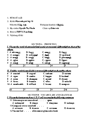 Đề và đáp án thi học sinh giỏi môn Tiếng anh lớp 10 - Nguyễn Thị Nhuần