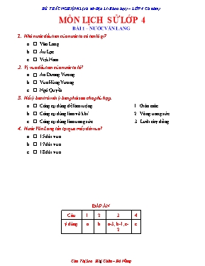 Đề và đáp án thi trắc nghiệm lớp 4 - Chu Thị Soa