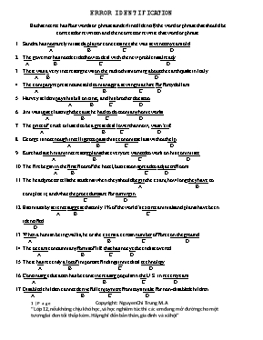Bài tập luyện thi THPT Quốc gia môn Tiếng Anh - Tìm lỗi sai