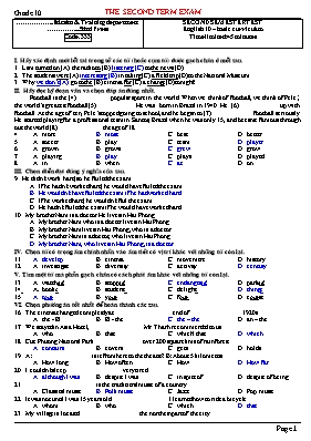 Bộ đề kiểm tra học kỳ II môn Tiếng Anh Lớp 10 (Có đáp án)