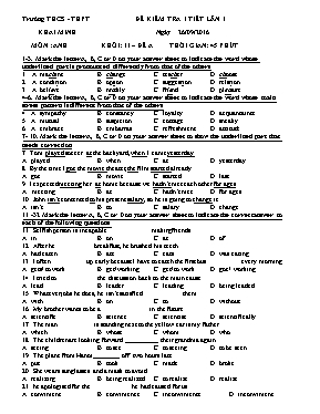 Đề kiểm tra 1 tiết lần 1 môn Tiếng Anh Lớp 11 - Đề A - Năm học 2016-2017 - Trường THCS - THPT Khai Minh