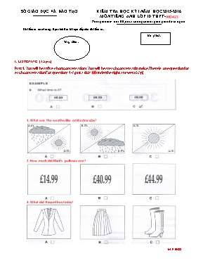 Đề kiểm tra học kỳ I môn Tiếng Anh Lớp 10 - Mã đề 423 - Năm học 2015-2016