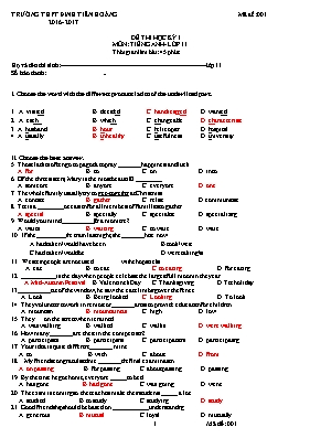 Đề thi học kỳ I môn Tiếng Anh Lớp 11 - Mã đề 001 - Năm học 2016-2017 - Trường THPT Đinh Tiên Hoàng