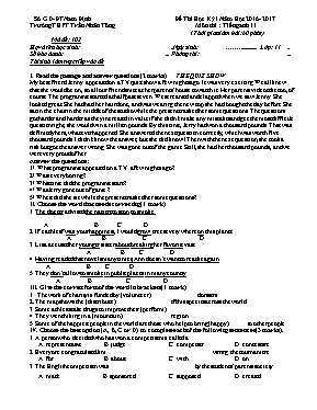 Đề thi học kỳ I môn Tiếng Anh Lớp 11 - Mã đề 102 - Năm học 2016-2017 - Trường THPT Trần Nhân Tông