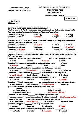 Đề thi khảo sát lần 1 môn Tiếng Anh Lớp 11 - Mã đề thi 132 - Năm học 2016-2017 - Trường THPT Nguyễn Trãi (Có đáp án)