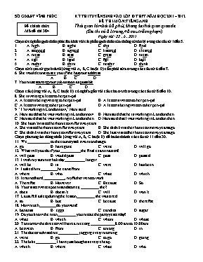 Đề thi tuyển sinh vào Lớp 10 THPT Quốc gia môn Tiếng Anh - Mã đề thi 384 - Năm học 2011-2012 - Sở GD & ĐT Vĩnh Phúc (Có đáp án)