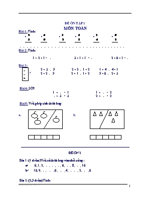 10 Đề ôn tập học kỳ I môn Toán Lớp 1