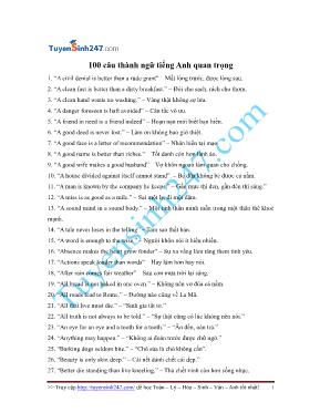 100 Câu thành ngữ tiếng Anh quan trọng