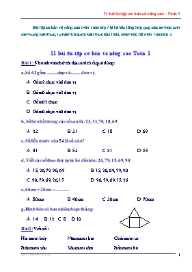 11 Bài ôn tập cơ bản và nâng cao Toán 1