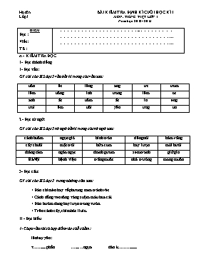 2 Đề kiểm tra định kỳ cuối học kỳ I môn Tiếng Việt Lớp 1 - Năm học 2012-2013