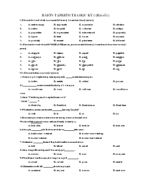 Bài tập ôn tập kiểm tra học kỳ I Tiếng Anh Lớp 8 (Thí điểm) - Bài số 1
