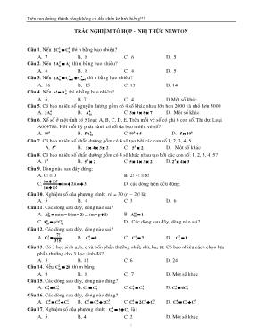 Bài tập trắc nghiệm Tổ hợp - Nhị thức Newton