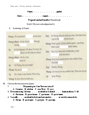 Bài tập Unit 1 môn Tiếng Anh 6