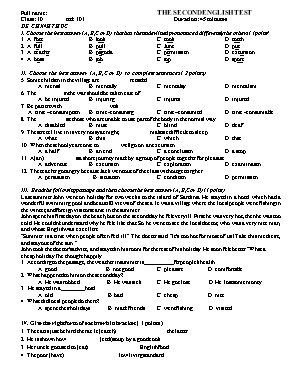 Bộ đề kiểm tra 1 tiết học kỳ I môn Tiếng Anh Lớp 10