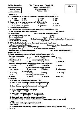 Bộ đề kiểm tra học kỳ I môn Tiếng Anh Lớp 10 