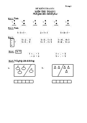 Bộ đề kiểm tra môn Toán + Tiếng Việt Lớp 1