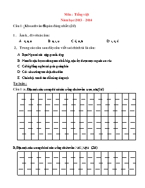 Bộ đề luyện thi học sinh giỏi môn Toán + Tiếng Việt Lớp 1