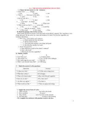 Bộ đề thi học kỳ II môn Tiếng Anh Lớp 6