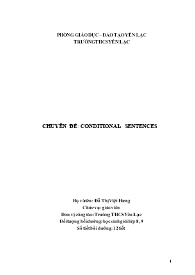 Chuyên đề: Conditional sentences - Đỗ Thị Việt Hưng
