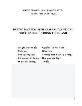 Chuyên đề Hướng dẫn học sinh làm bài tập về cấu trúc đảo ngữ trong tiếng Anh - Nguyễn Thị Mỹ Hạnh