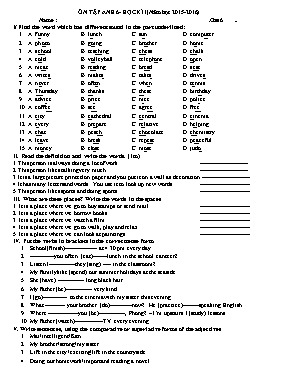 Đề cương ôn tập học kỳ I môn Tiếng Anh Lớp 6 (Thí điểm) - Năm học 2015-2016