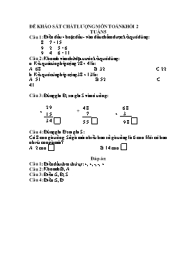 Đề khảo sát chất lượng môn Toán Khối 2 - Tuần