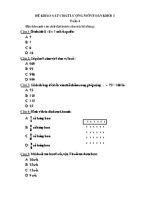 Đề khảo sát chất lượng môn Toán Khối 3 - Tuần 4