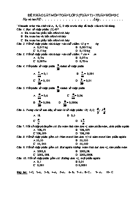 Đề khảo sát môn Toán Lớp 5 - Tuần 7+8 - Trường TH Xuân Hồng C