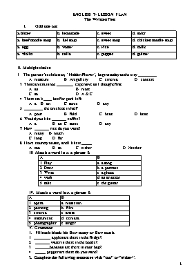 Đề kiểm tra 1 tiết Unit 4+5 môn Tiếng Anh Lớp 7 (Thí điểm)