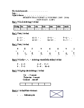 Đề kiểm tra cuối học kỳ I môn Toán Lớp 1 - Nă