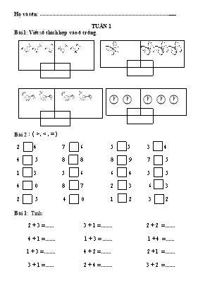 Đề kiểm tra cuối Tuần 1 môn Toán Lớp 1