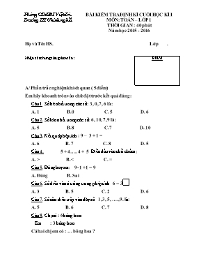 Đề kiểm tra định kì cuối học kì 1 môn Toán Lớ