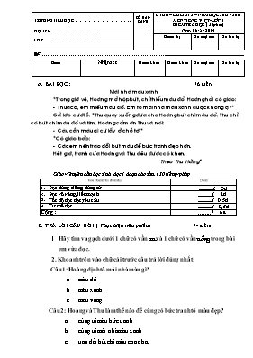 Đề kiểm tra định kì cuối học kì II môn Tiếng Việt Lớp 1 - Năm học 2013-2014