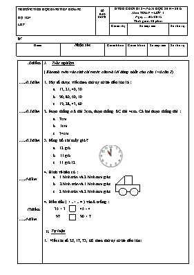 Đề kiểm tra định kì cuối học kì II môn Toán Lớp 1 - Năm học 2014-2015 - Trường Tiểu học Đinh Tiên Hoàng (Có đáp án)