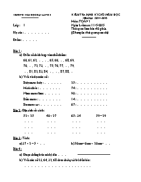 Đề kiểm tra định kỳ cuối năm môn Toán Lớp 1 -
