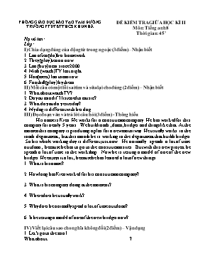 Đề kiểm tra giữa học kỳ II môn Tiếng Anh Lớp 8 - Trường PTDTBT THCS Khun Há (Có đáp án)