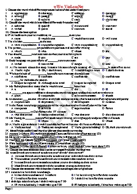 Đề kiểm tra học kỳ 1 môn Tiếng Anh Lớp 12 - Đề 23 (Có đáp án)