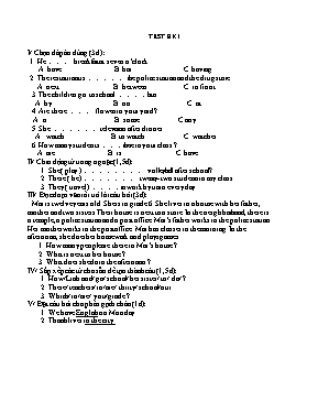 Đề kiểm tra học kỳ I môn Tiếng Anh Lớp 6 - Đề số 2 (Có đáp án)