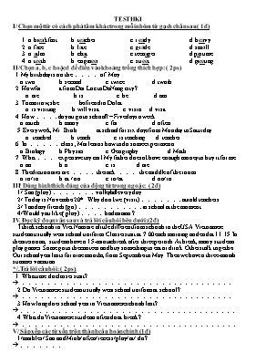 Đề kiểm tra học kỳ I môn Tiếng Anh Lớp 7 - Đề số 1 (Có đáp án)