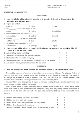 Đề kiểm tra học kỳ I môn Tiếng Anh Lớp 7 (Thí điểm) - Đề 2