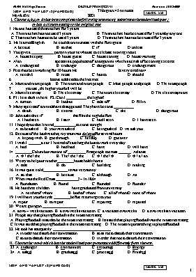 Đề kiểm tra học kỳ II môn Tiếng Anh Lớp 12 (Nâng cao) - Mã đề 558 (Có đáp án)