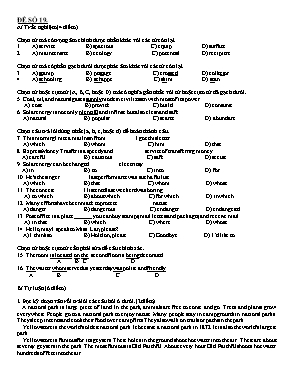 Đề kiểm tra môn Tiếng Anh Lớp 11 - Đề số 19 (Có đáp án)