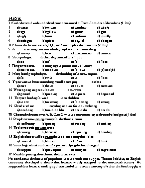 Đề kiểm tra môn Tiếng Anh Lớp 11 - Đề số 28 (Có đáp án)