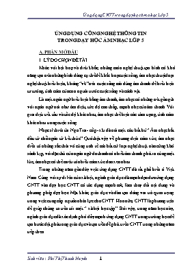 Đề tài Ứng dụng công nghệ thông tin trong dạy học Âm nhạc Lớp 5